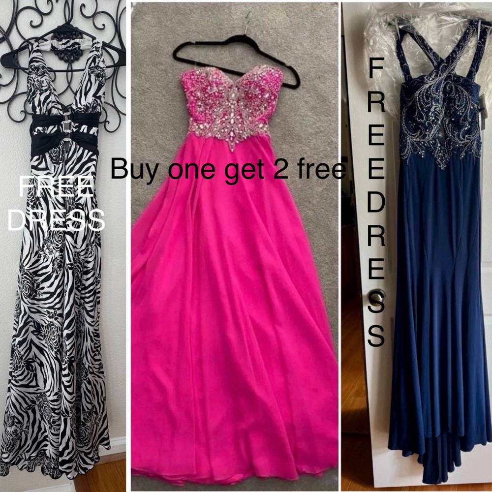 Lot of 3 dresses: Formal Evening Prom Pageant Gowns Long Pink Mori Lee  0 2 3